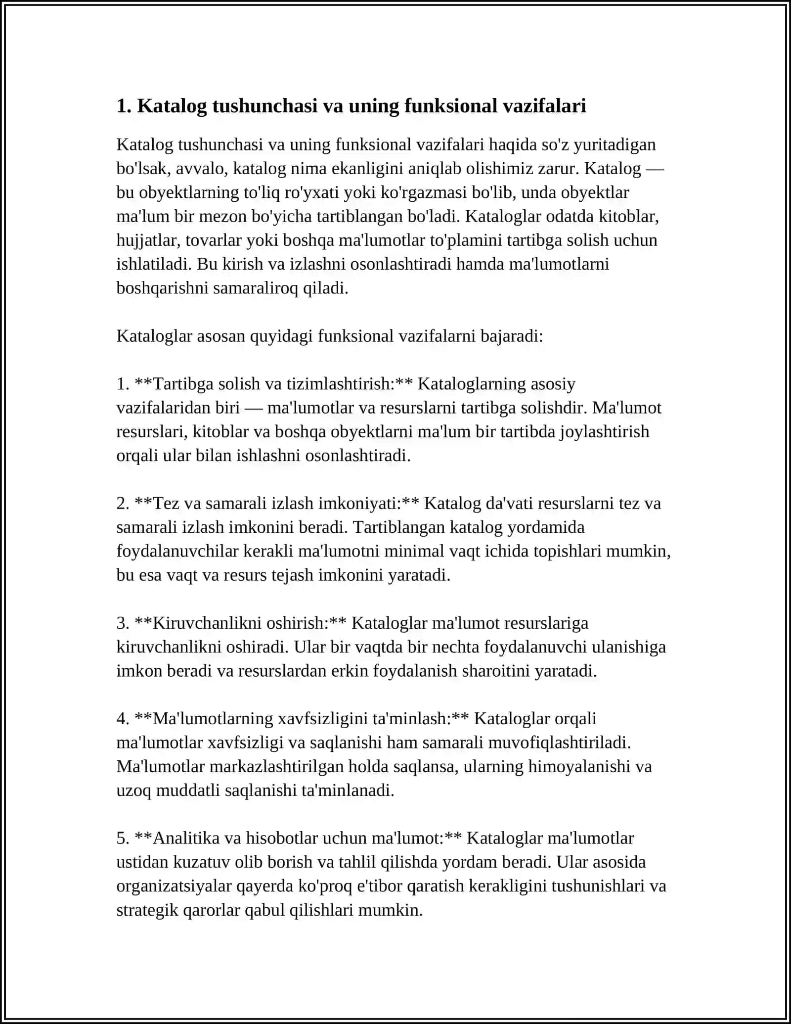 KATALOG TURLARI: FUNKTSIONAL VA TUZILISH JIHATIDAN TASNIFI 4