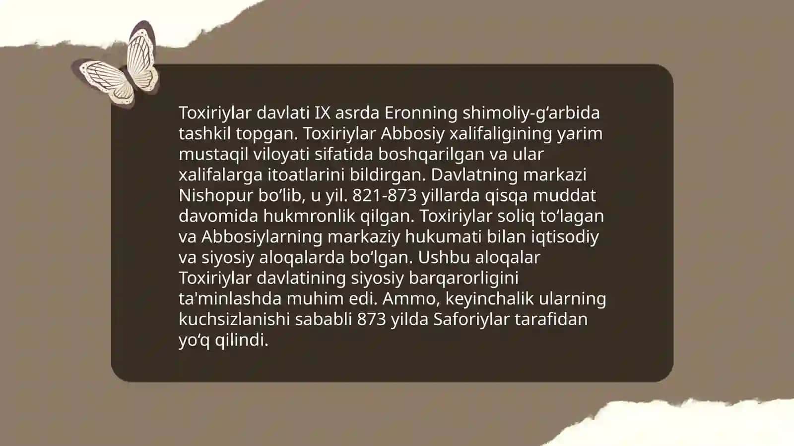 Toxiriylar davlati 4