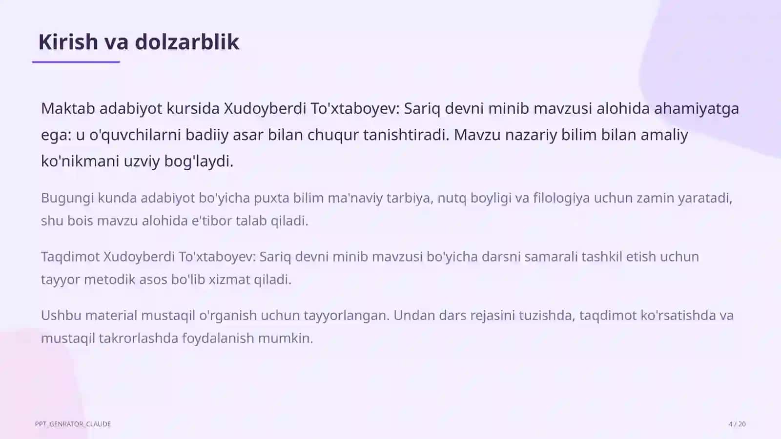 Xudoyberdi To'xtaboyev: Sariq devni minib (6-sinf) 4