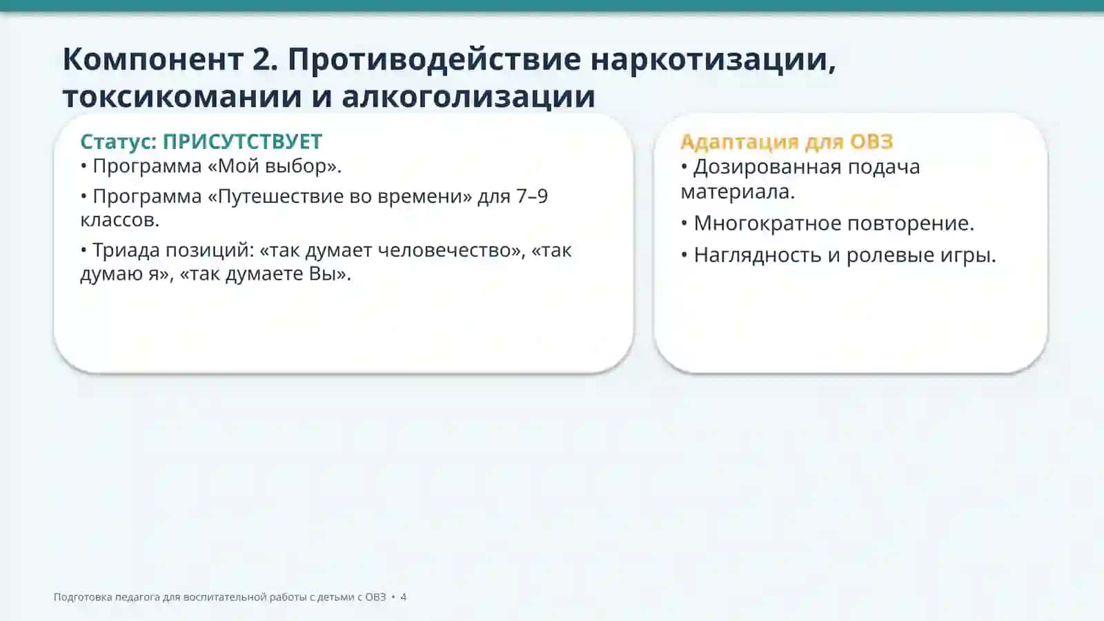 Подготовка педагога для воспитательной работы с детьми с ОВЗ 4