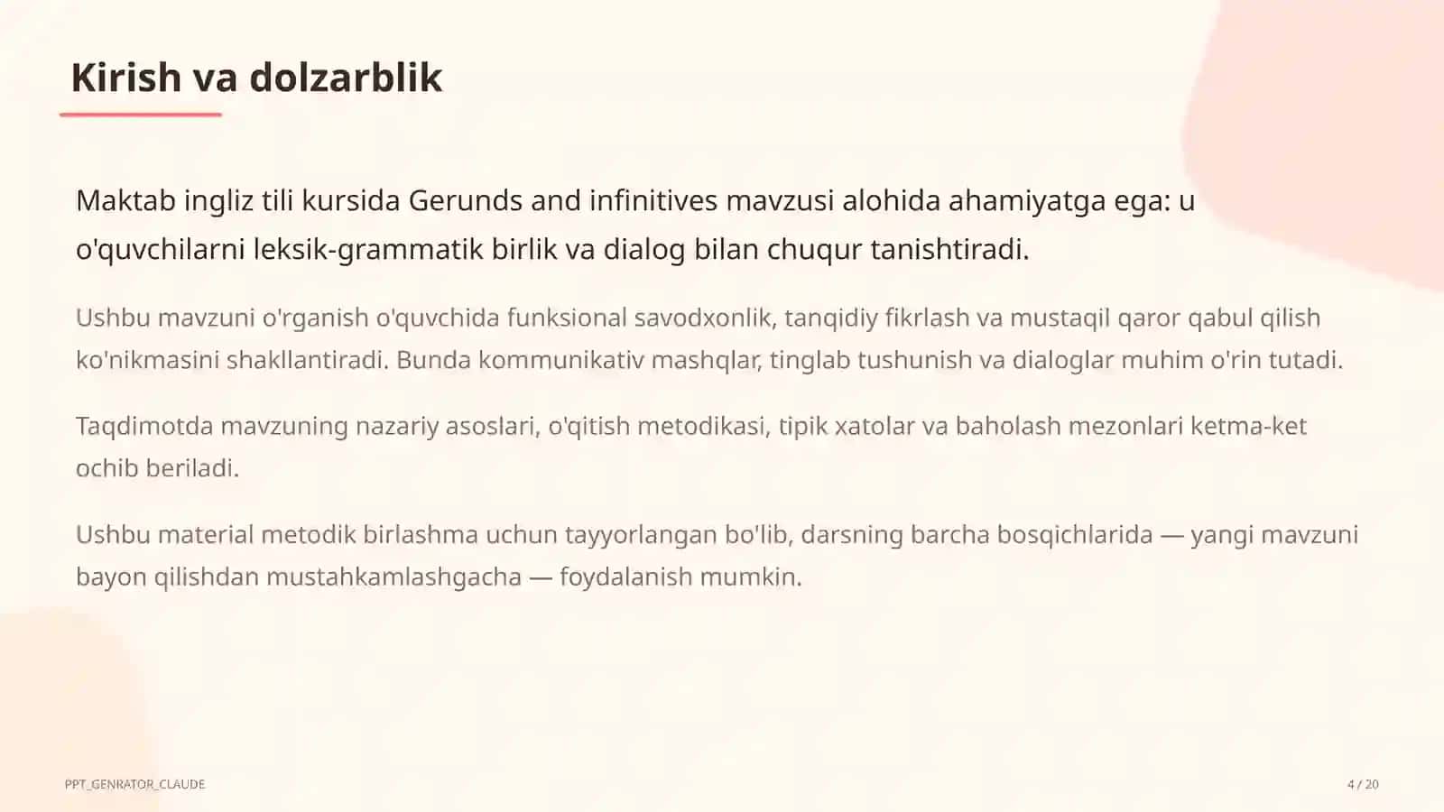 Gerunds and Infinitives (11-sinf) 4