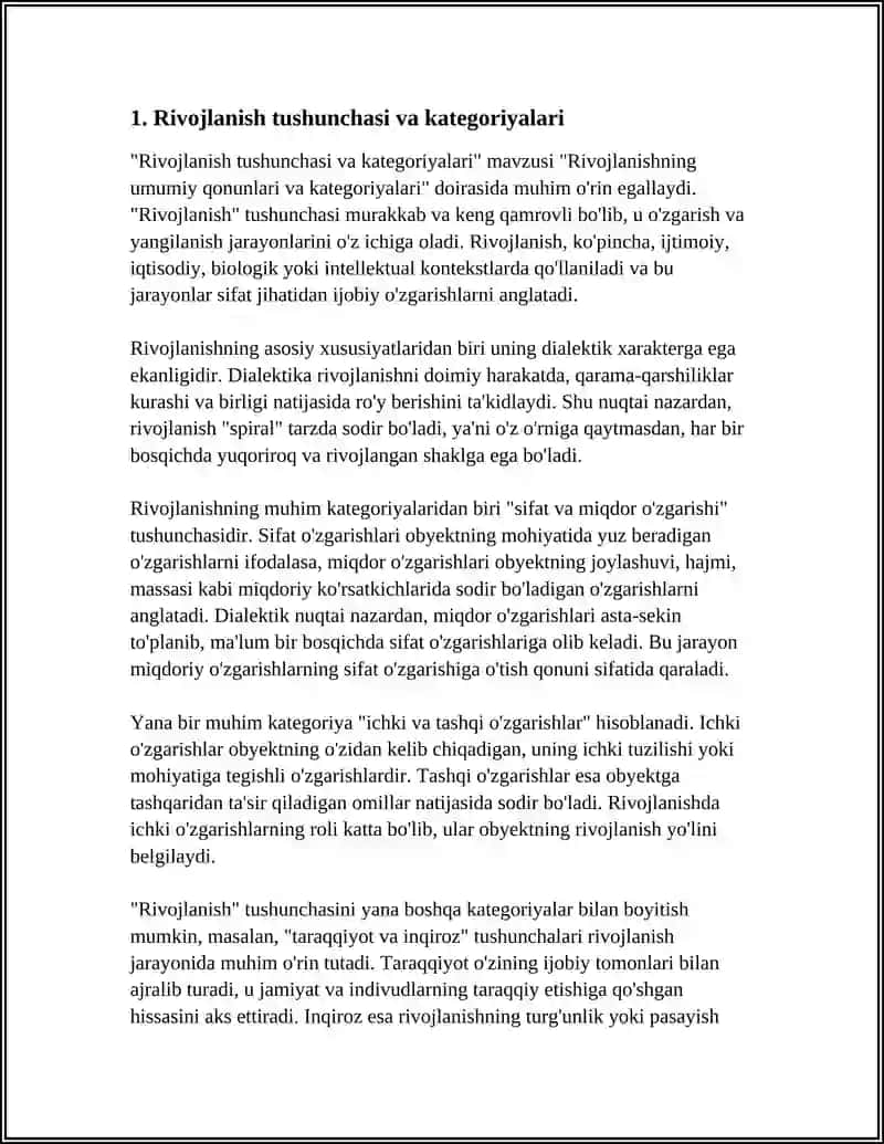 Rivojlanishning umumiy qonunlari va kategoriyalari 4