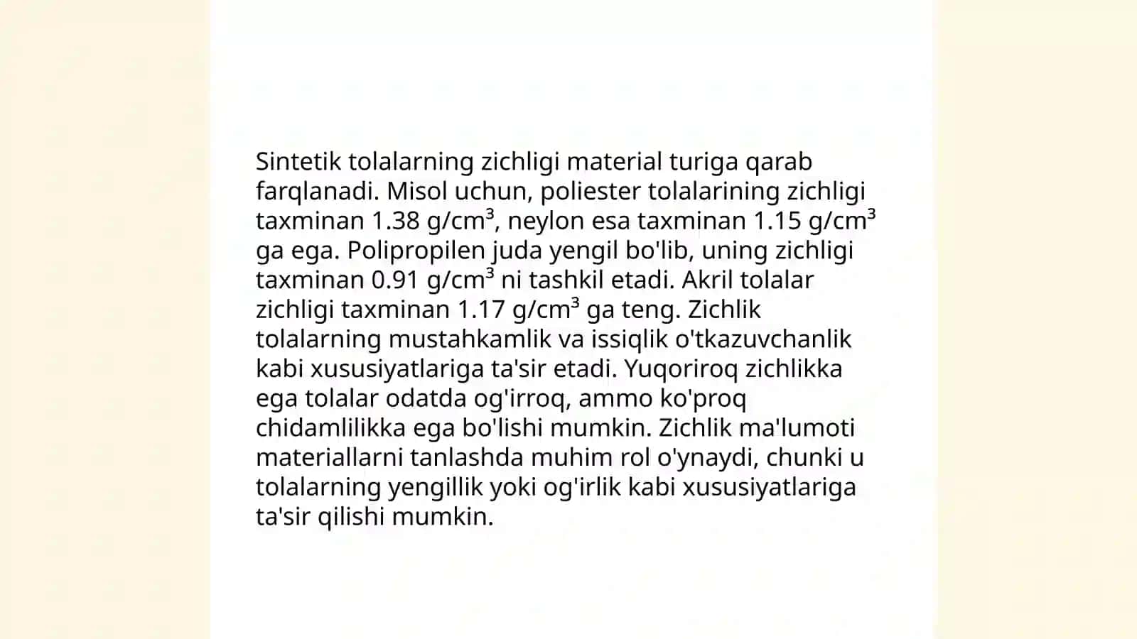 Sintetik tolalarning fizik-mexanik xossalari 4