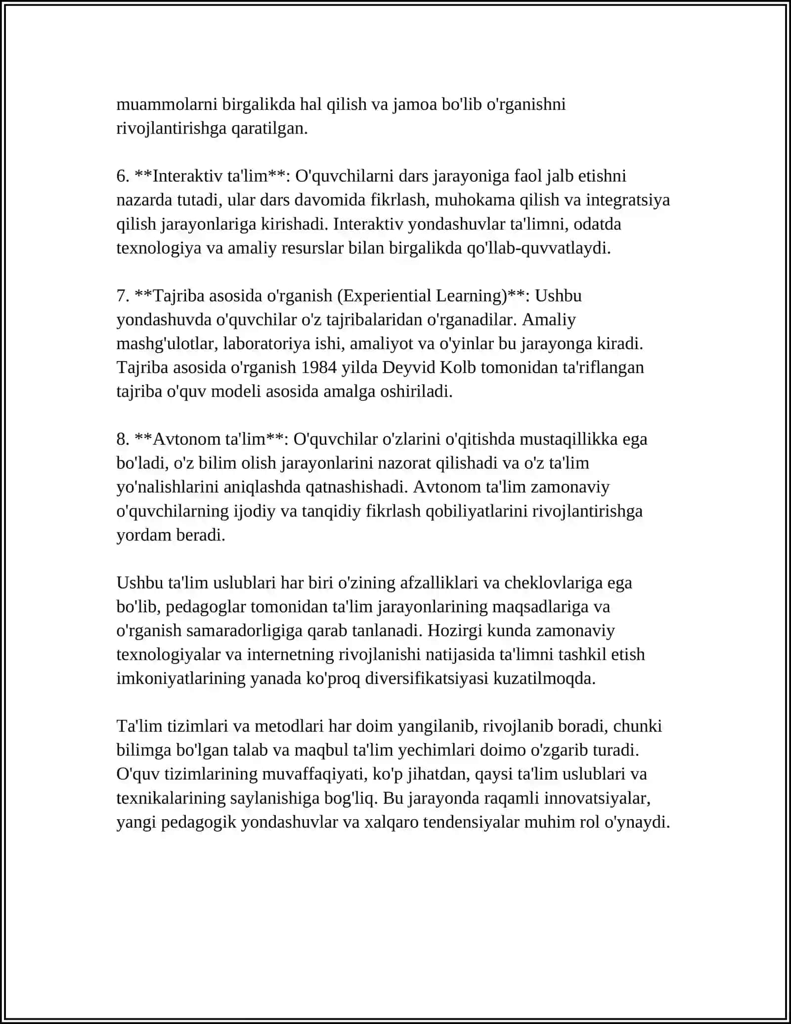 TA'LIMNI TASHKIL ETISH TURLARI VA SHAKLLARI 4
