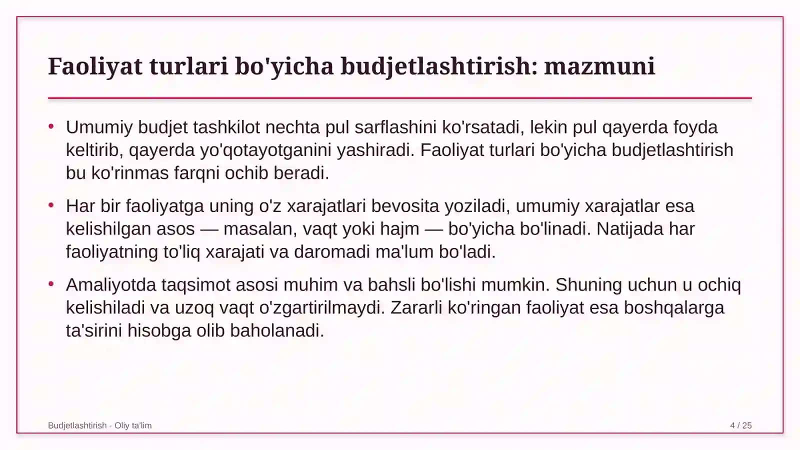 ekologik ekspertiza tashkilotlarida faoliyat turlari bo'yicha budjetlashtirish 1479 4