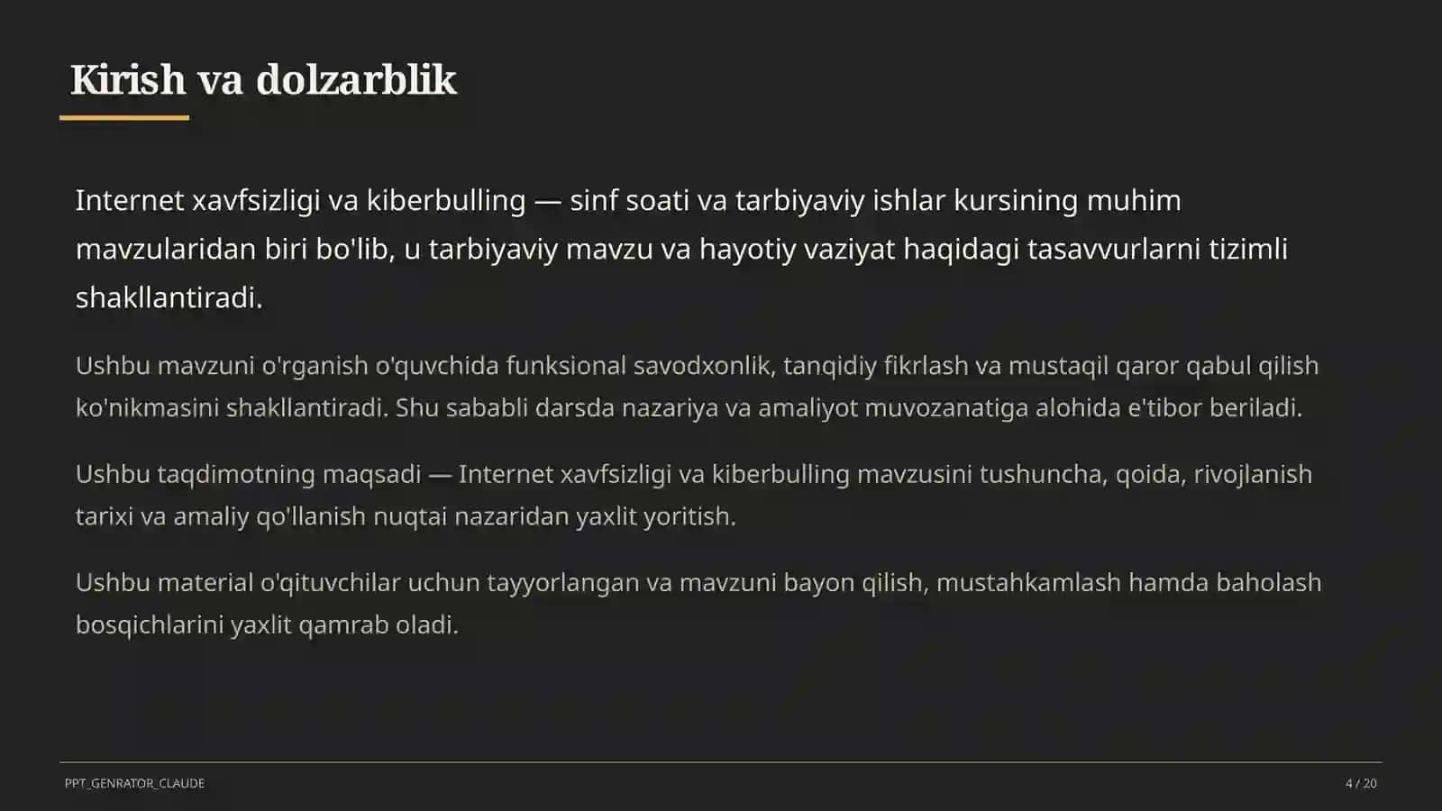 Sinf soati va tarbiyaviy tadbirlar 4