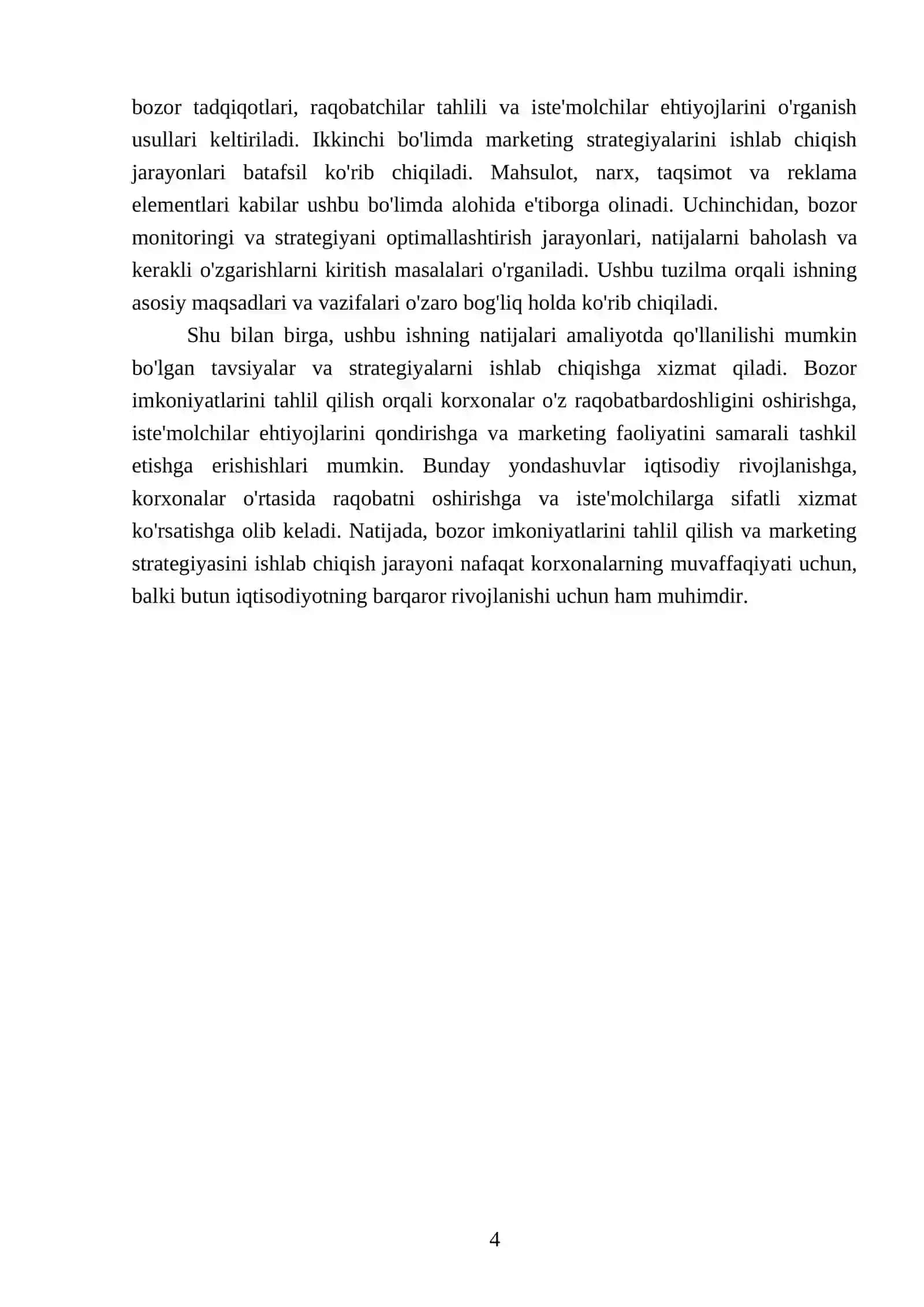 Bozor imkoniyatlarini tahlil gilish va marketing strategiyasi 4