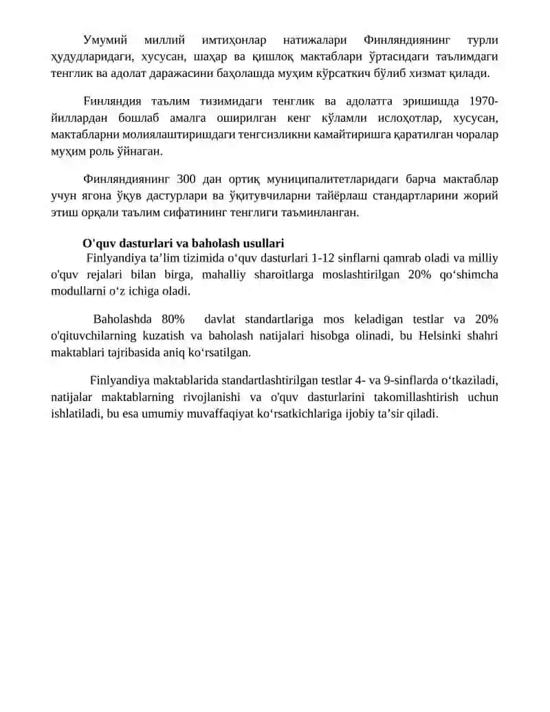 Finlandiya talim mo'jizasi kitobi 4