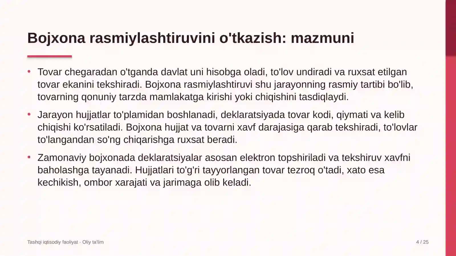 polizchilikda bojxona rasmiylashtiruvini o'tkazish 7116 4