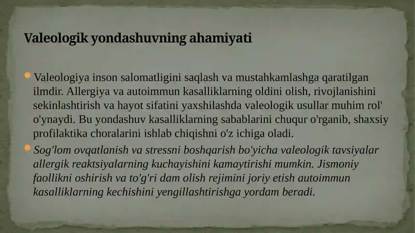 Allergiya va autoimmun kasalliklarning valeologik jihatlari 4