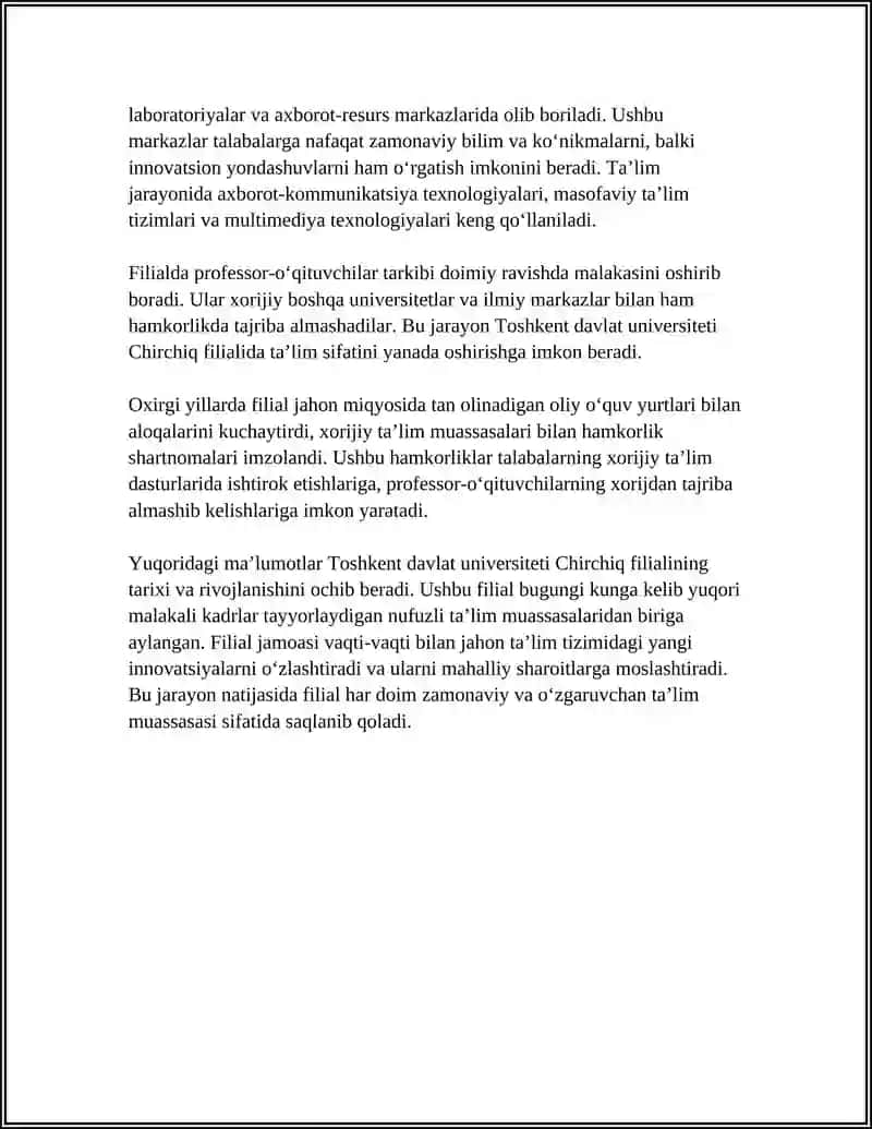 Toshkent Davlat Universiteti Chirchiq Filiali 4
