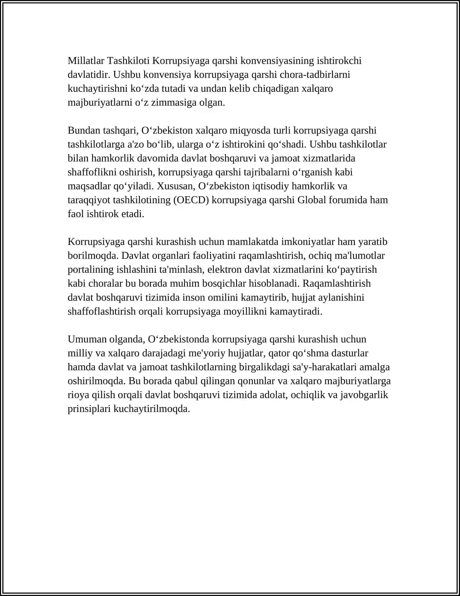 Oʻzbekistonda Korrupsiyaga Qarshi Kurashish 4
