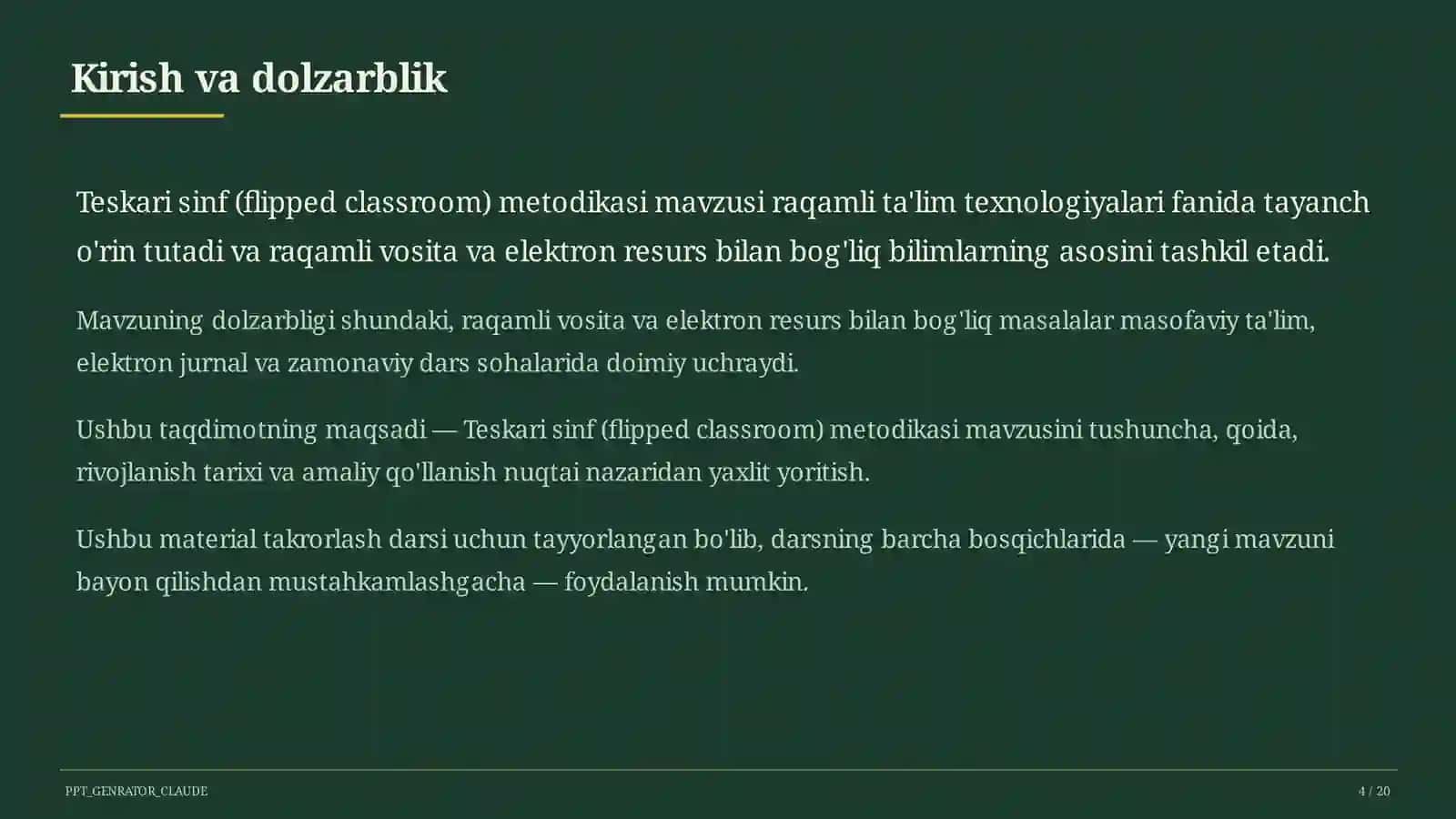 Teskari sinf (flipped classroom) metodikasi 4