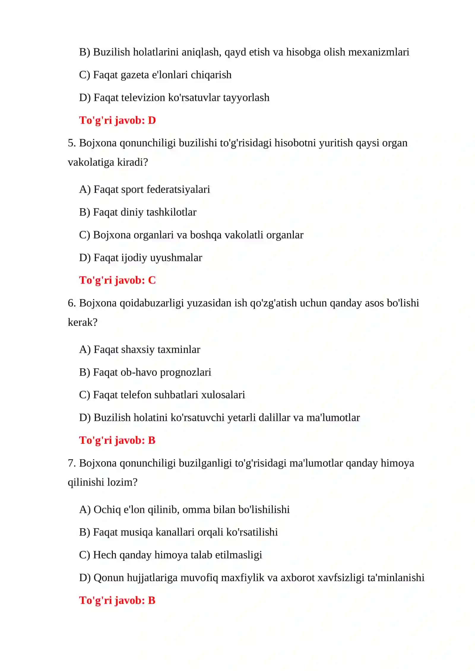 Bojxona Kodeksi 300 ta Test 4