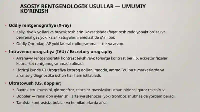 BUYRAK KASALLIKLARINI ZAMONAVIY RENTGENOLOGIK TEKSHIRISH USULLARI 4