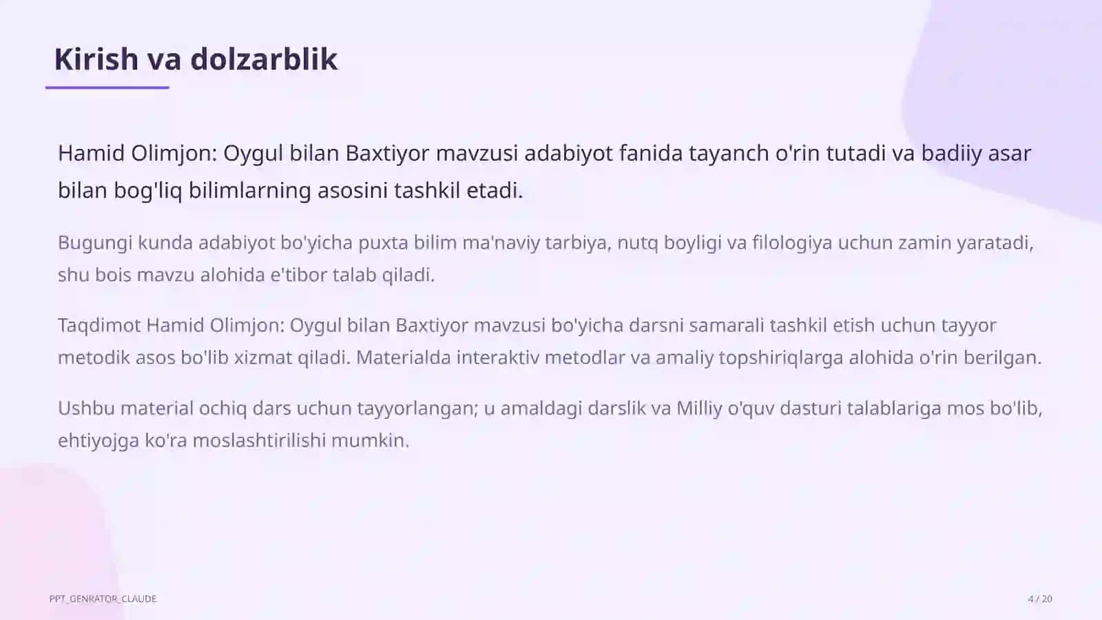 Hamid Olimjon: Oygul bilan Baxtiyor (5-sinf) 4