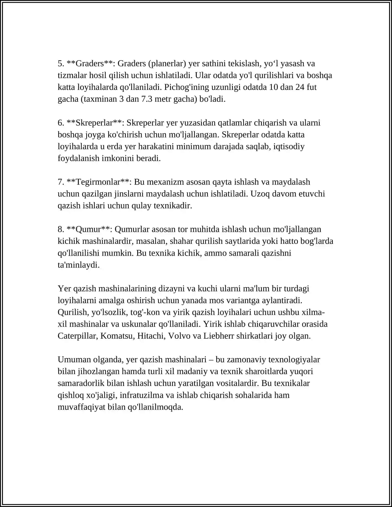 YER QAZISH TASHISH MASHINALARI AVTOMOBIL YOL QURILISHIDA QOLANISHIE 4