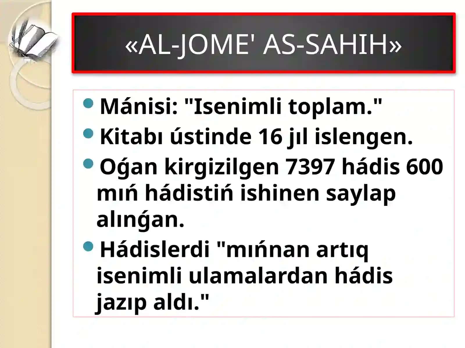 Imam Buxariy hám Imam Termiziy hádis ilimine qosqan úlesleriniń salıstırmalı analizi 4