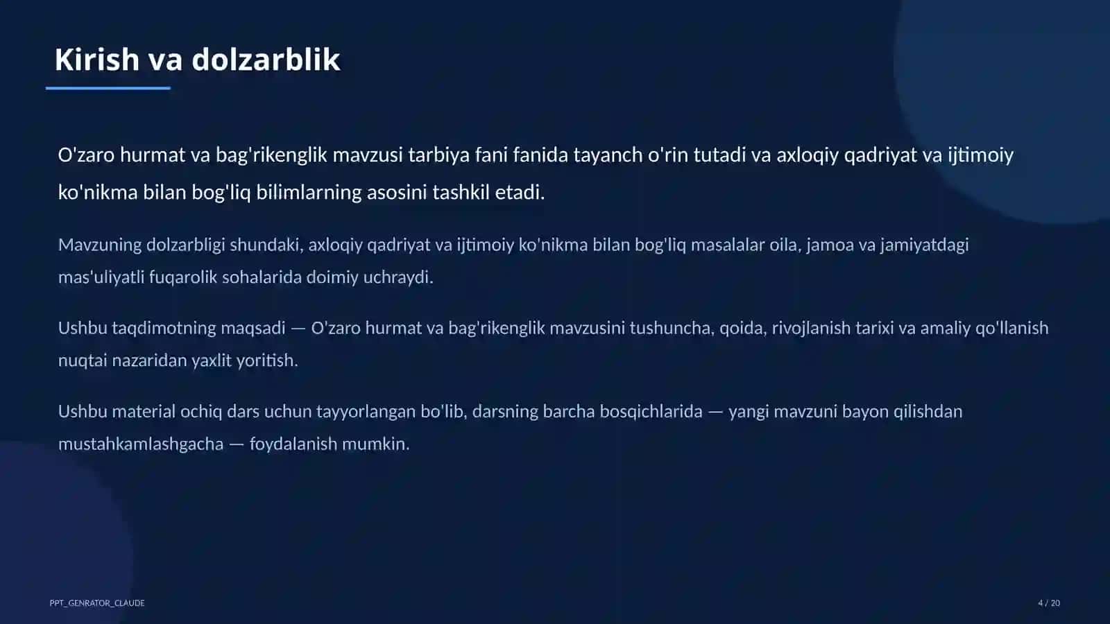 O'zaro hurmat va bag'rikenglik (7-sinf) 4