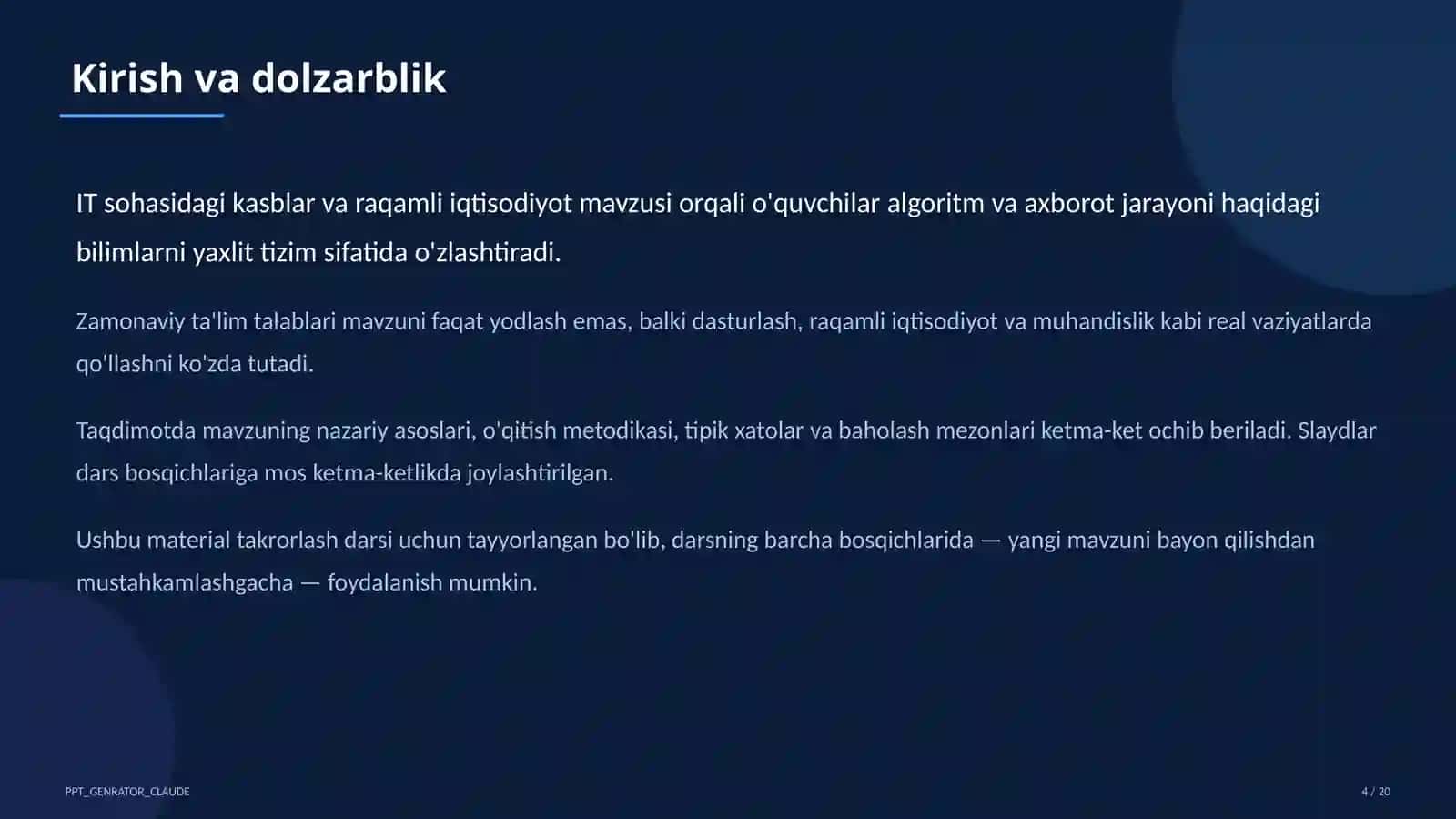 IT sohasidagi kasblar va raqamli iqtisodiyot (11-sinf) 4