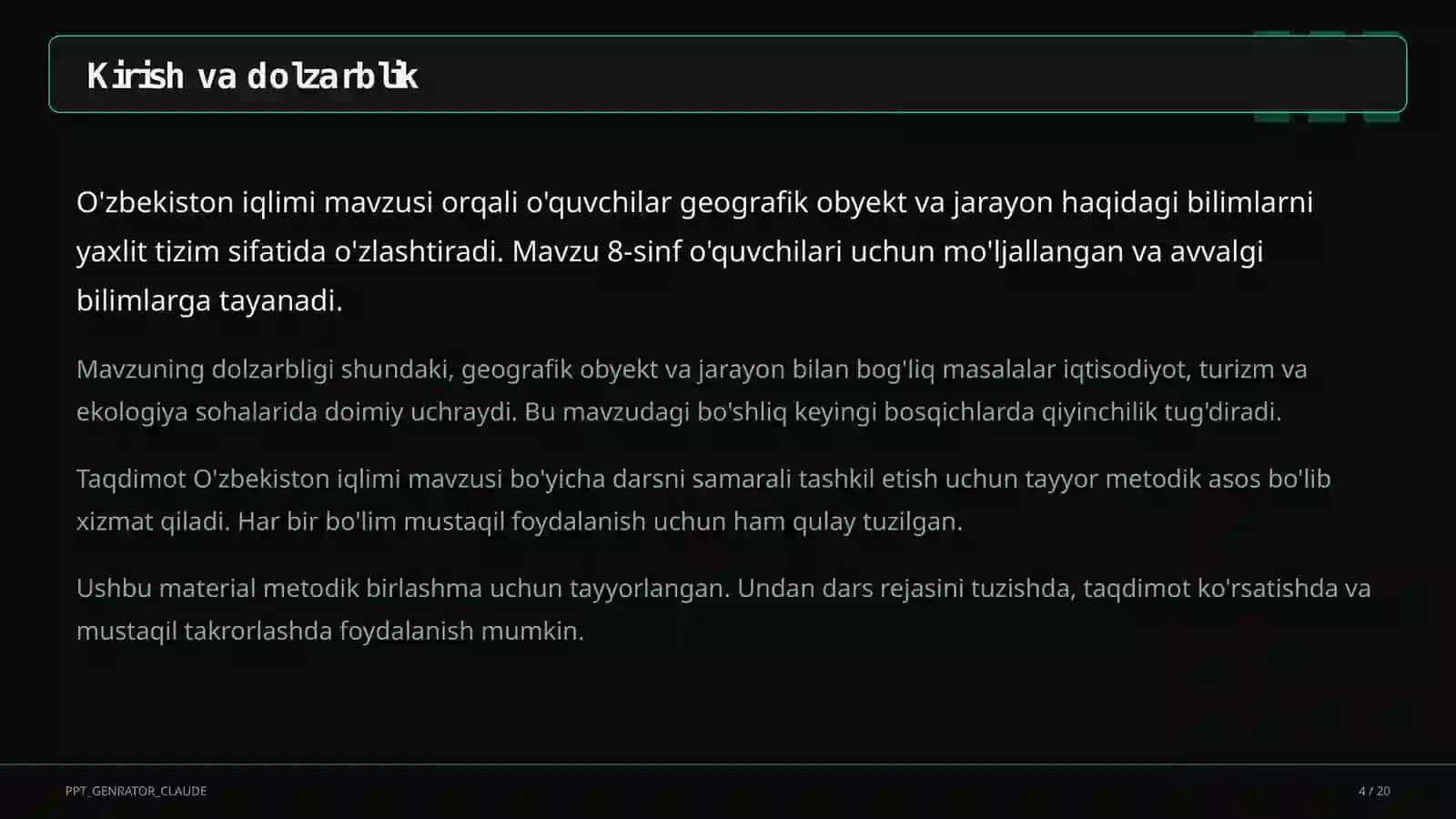 O'zbekiston iqlimi (8-sinf) 4