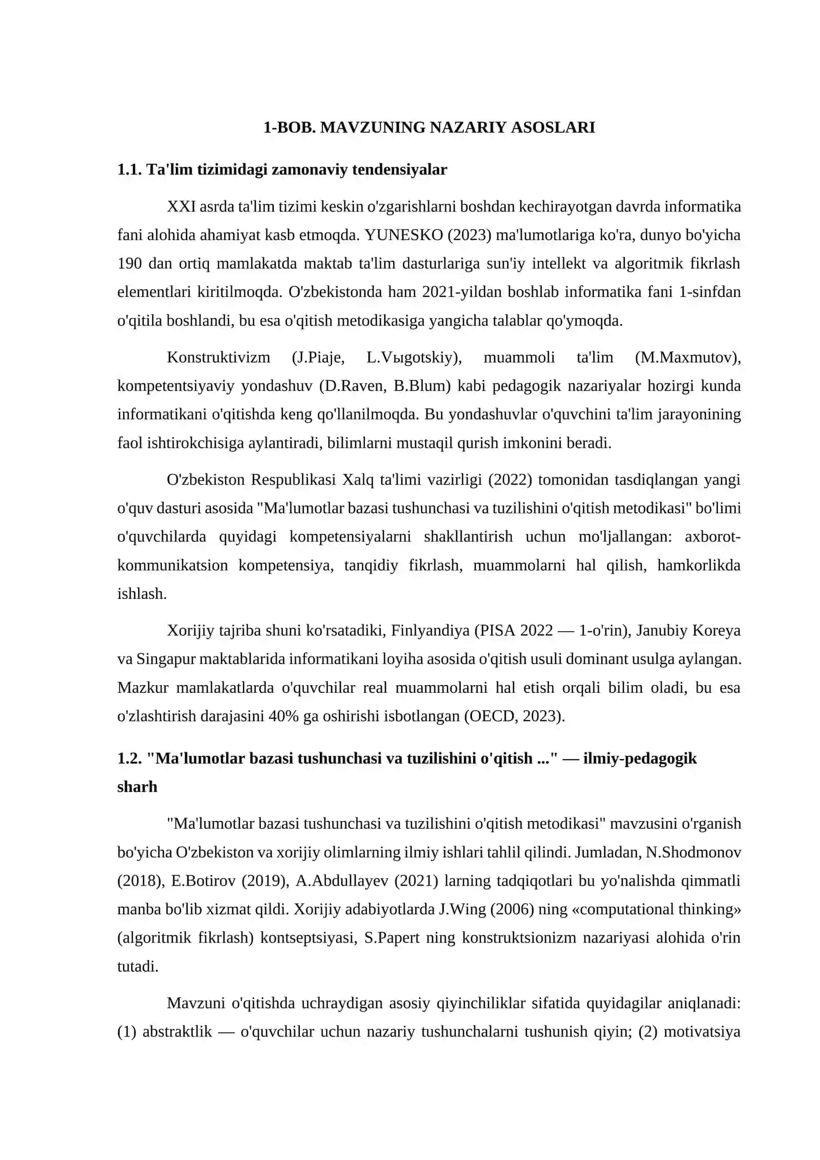 MA'LUMOTLAR BAZASI TUSHUNCHASI VA TUZILISHINI O'QITISH METODIKASI 4