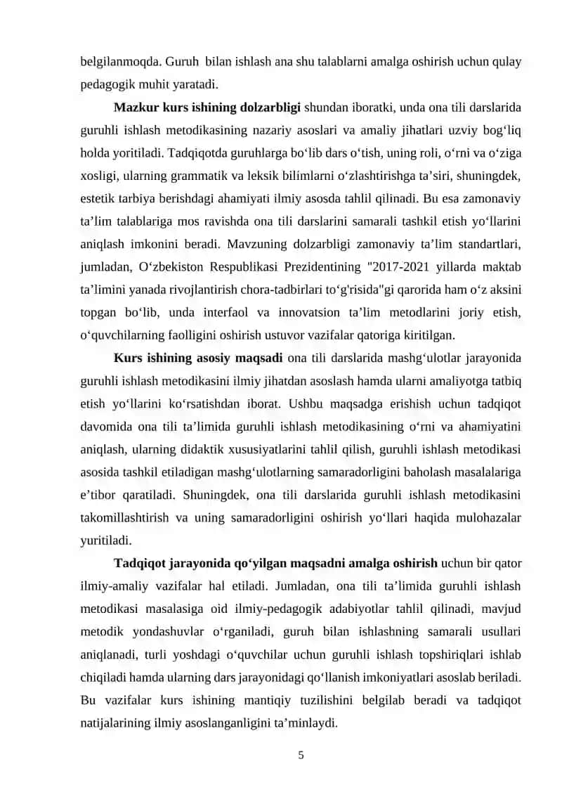 Ona tili darslarida guruhli ishlash jarayonida interaktiv metodlardan foydalanish samaradorligi 4