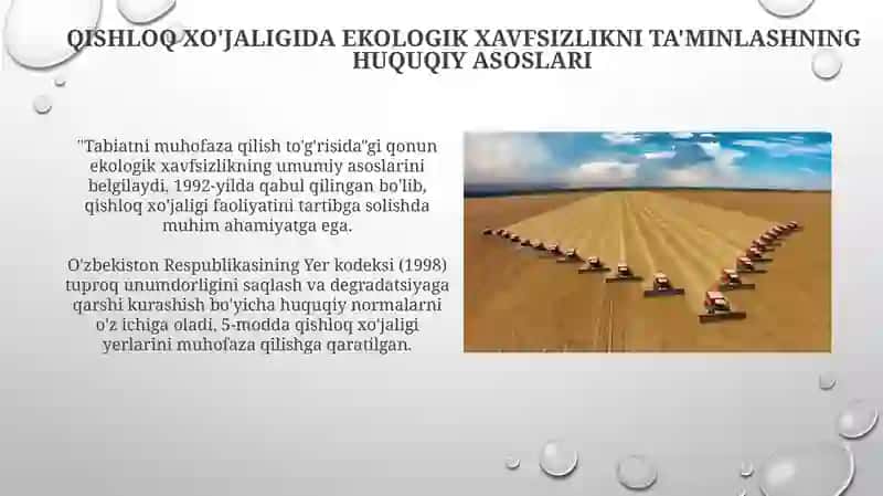 Qishloq xo'jaligida ekologik xavfsizlikni ta'minlashni huquqiy tartibga solish 4