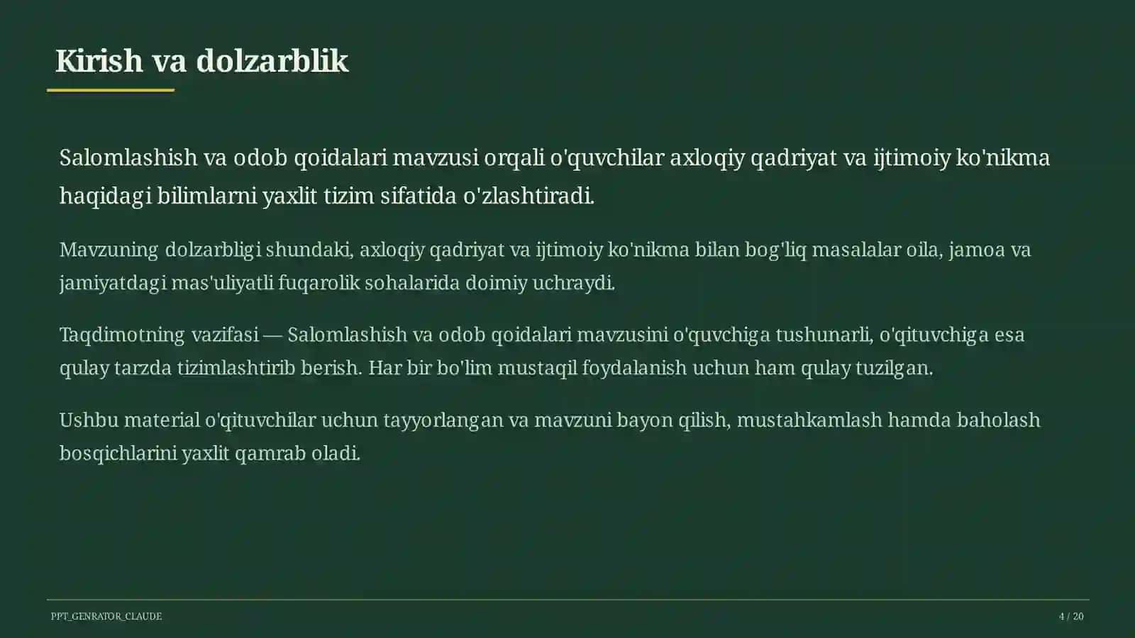 Salomlashish va odob qoidalari (1-sinf) 4