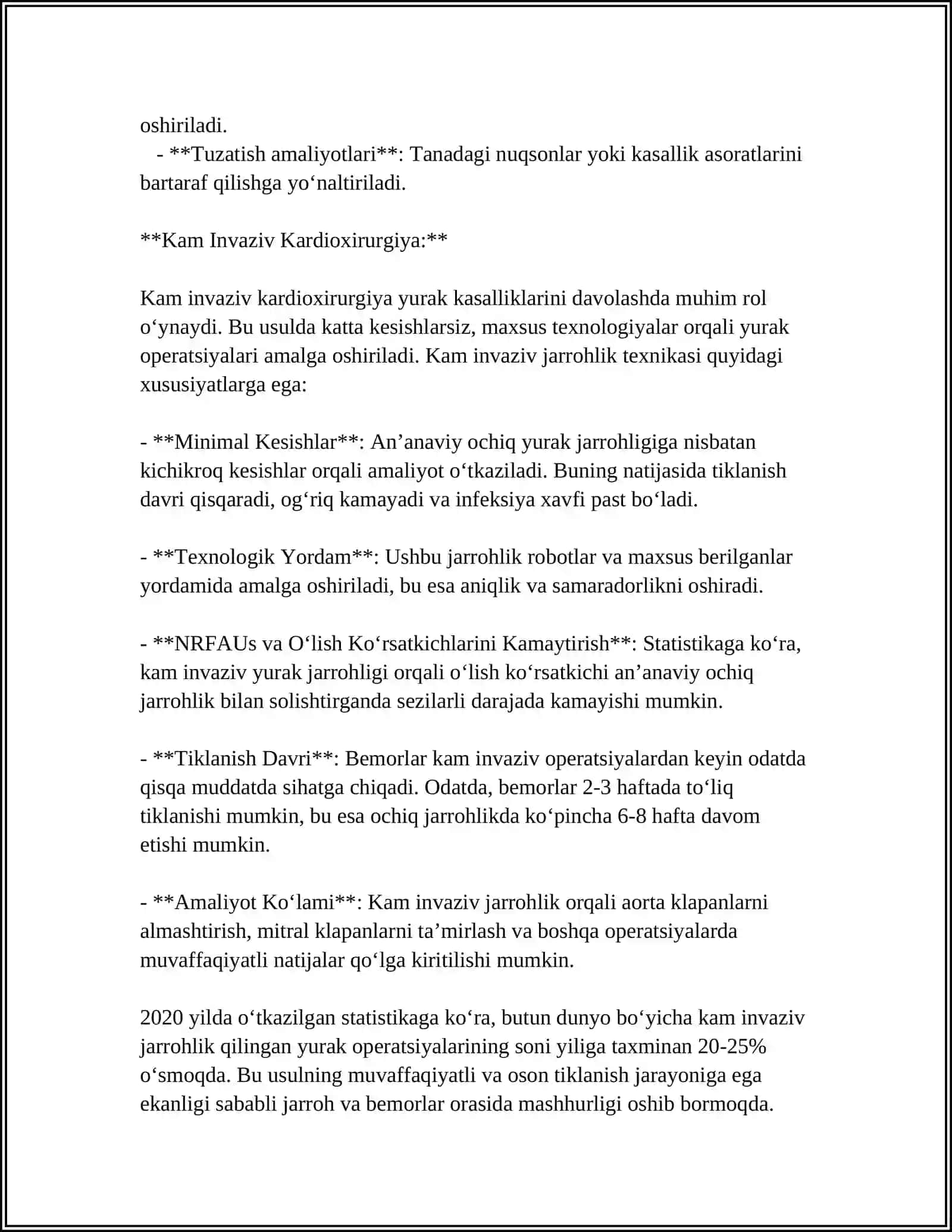 JARROHLIK OPERATSIYALARI HAQIDA TUSHUNCHA TURLARI. KAM INVAZIV KARDIOXIRURGIYA 4