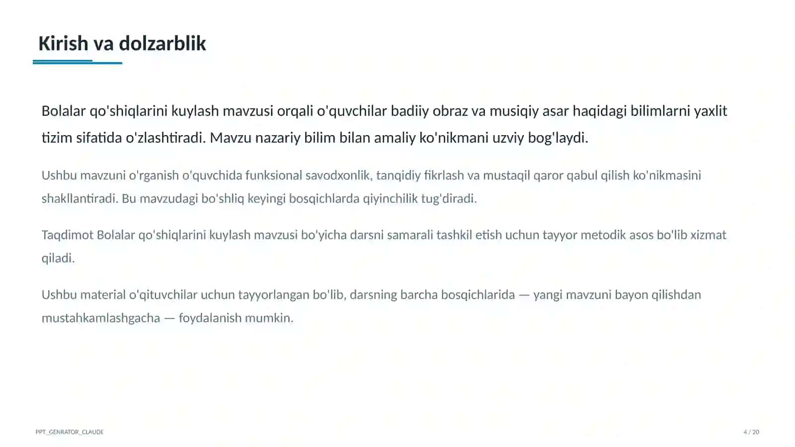 Bolalar qo'shiqlarini kuylash (1-sinf) 4
