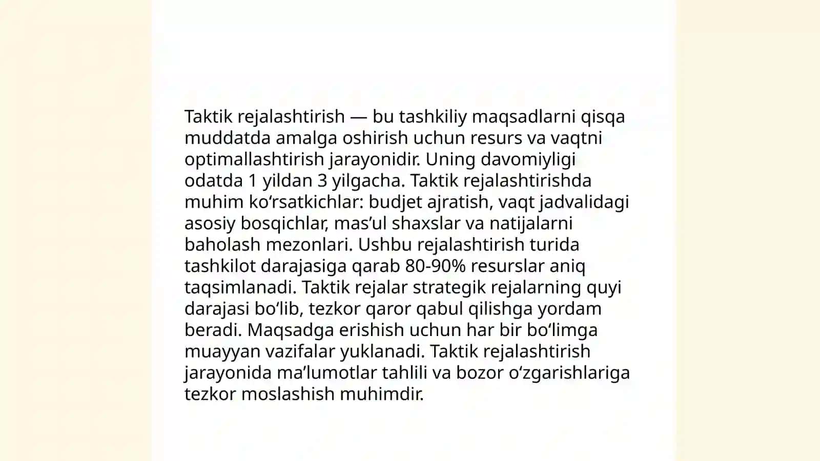 Biznes boshqaruvida rejalashtirish 4