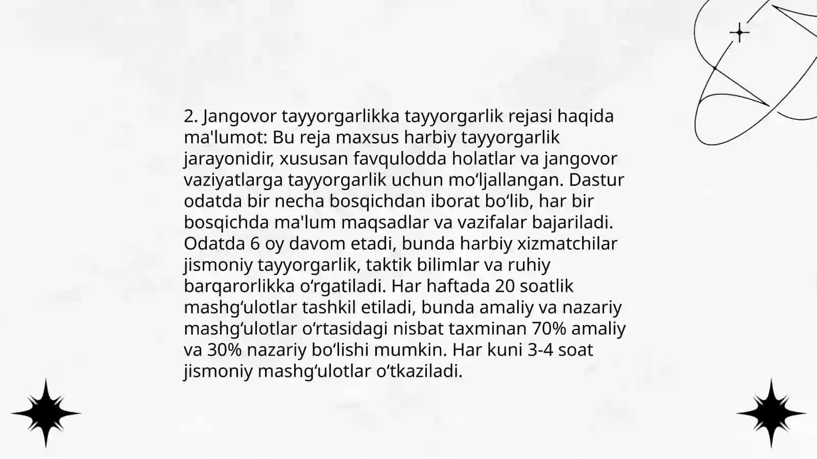 Jangovor tayyorgarlik mashgulotlarini tashkillashtirish va õtkazish 4