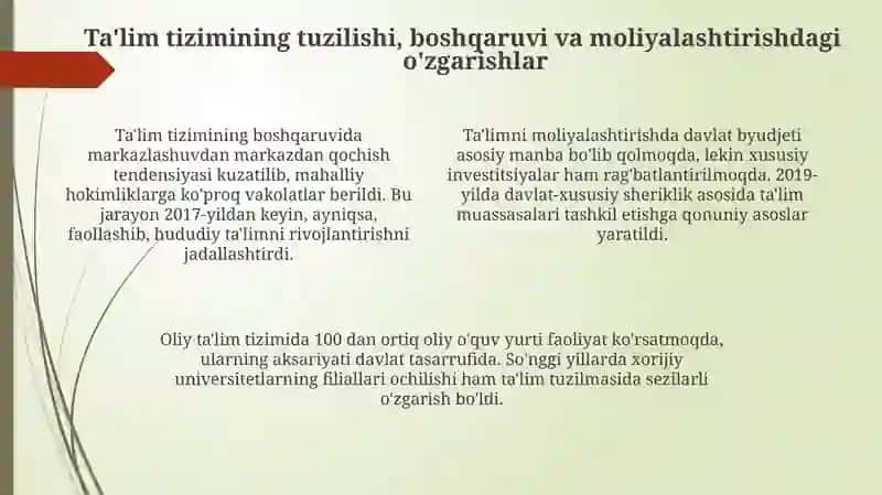 Mustaqillik Yillarida Ta'lim Sohasidagi Islohotlar 4