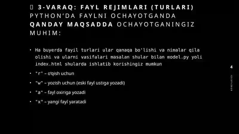 Fayllar bilan ishlash 4