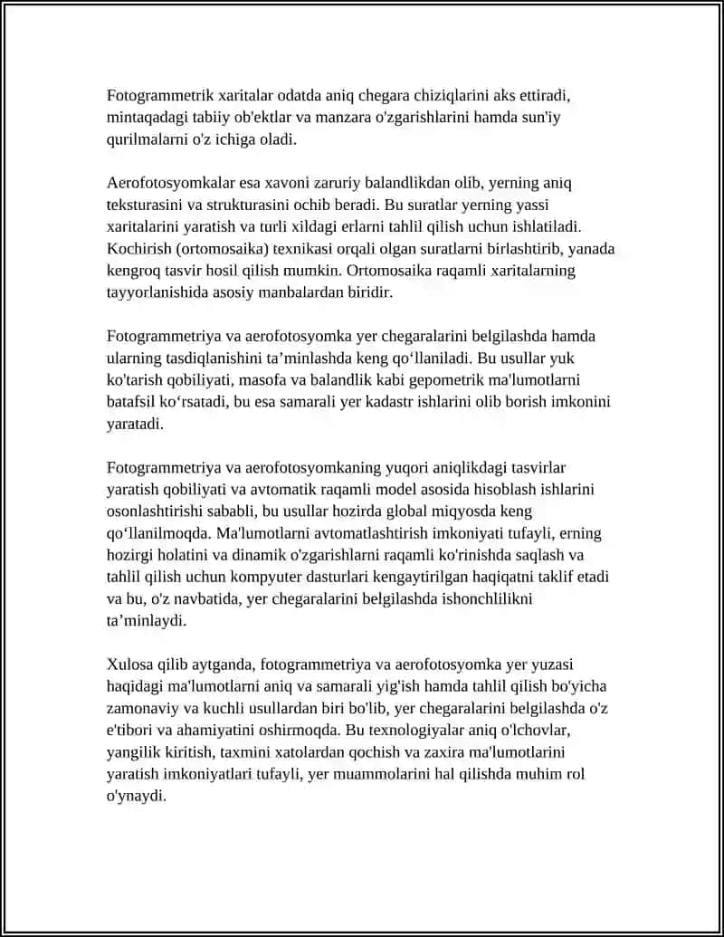 Yer Chegaralarni Belgilashda Fotogrammetriya va Aerofotosyomka Usullaridan Foydalanish 4