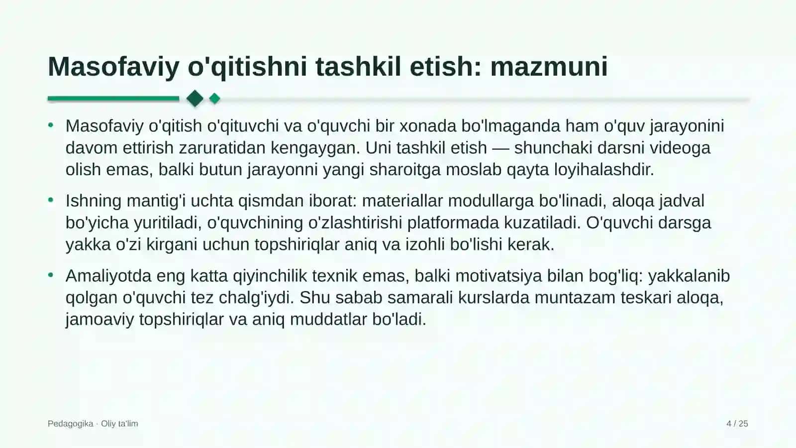 Buyum bozorlarida masofaviy o'qitishni tashkil etish 4