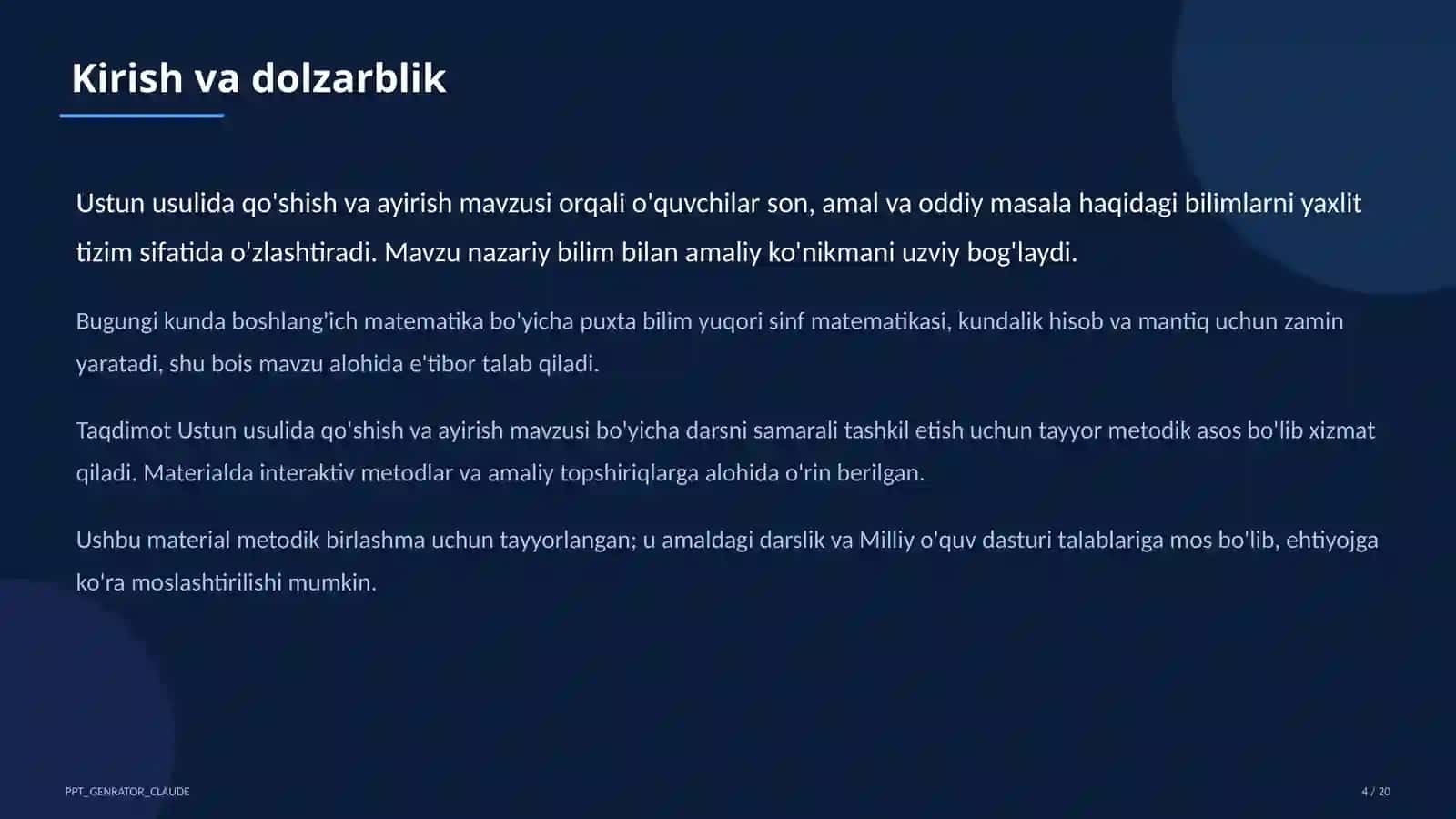 Ustun usulida qo'shish va ayirish (3-sinf) 4