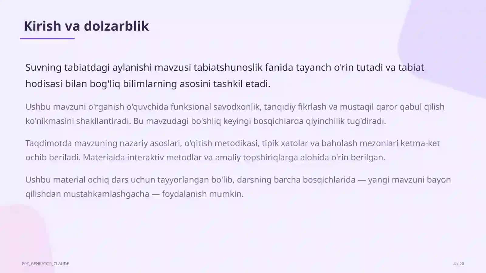 Suvning tabiatdagi aylanishi (2-sinf) 4