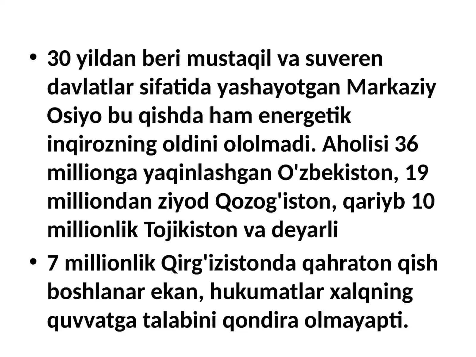 Energetik inqiroz sabablari va muammolarni yechimi 4