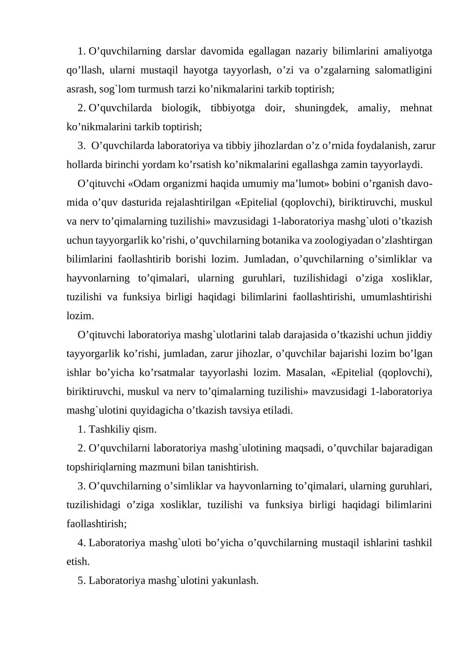 Odamlar va ularning salomatligi laboratoriya mashg'ulotlari 4