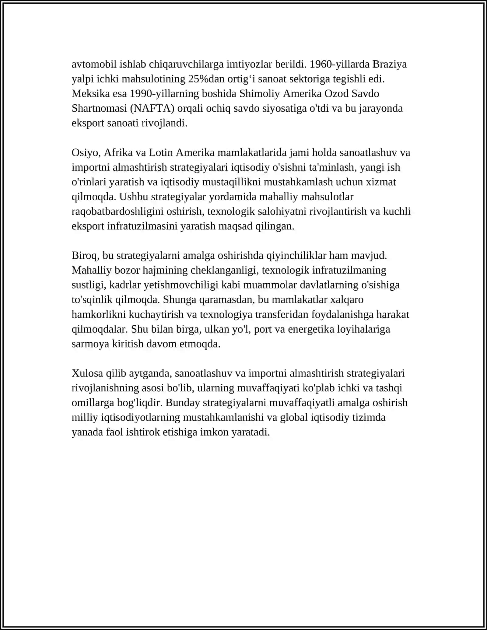 OSIYA AFRIKA VA LOTIN AMERIKA MAMLAKATLARI RIVOJLANISHINING ASOSIY YOʻNALISHLARI 4