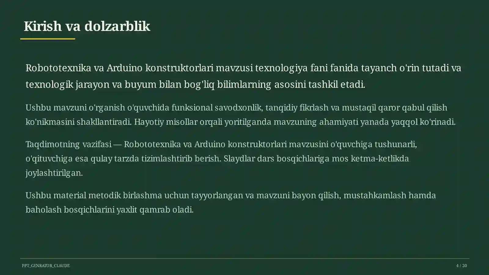 Robototexnika va Arduino konstruktorlari (9-sinf) 4