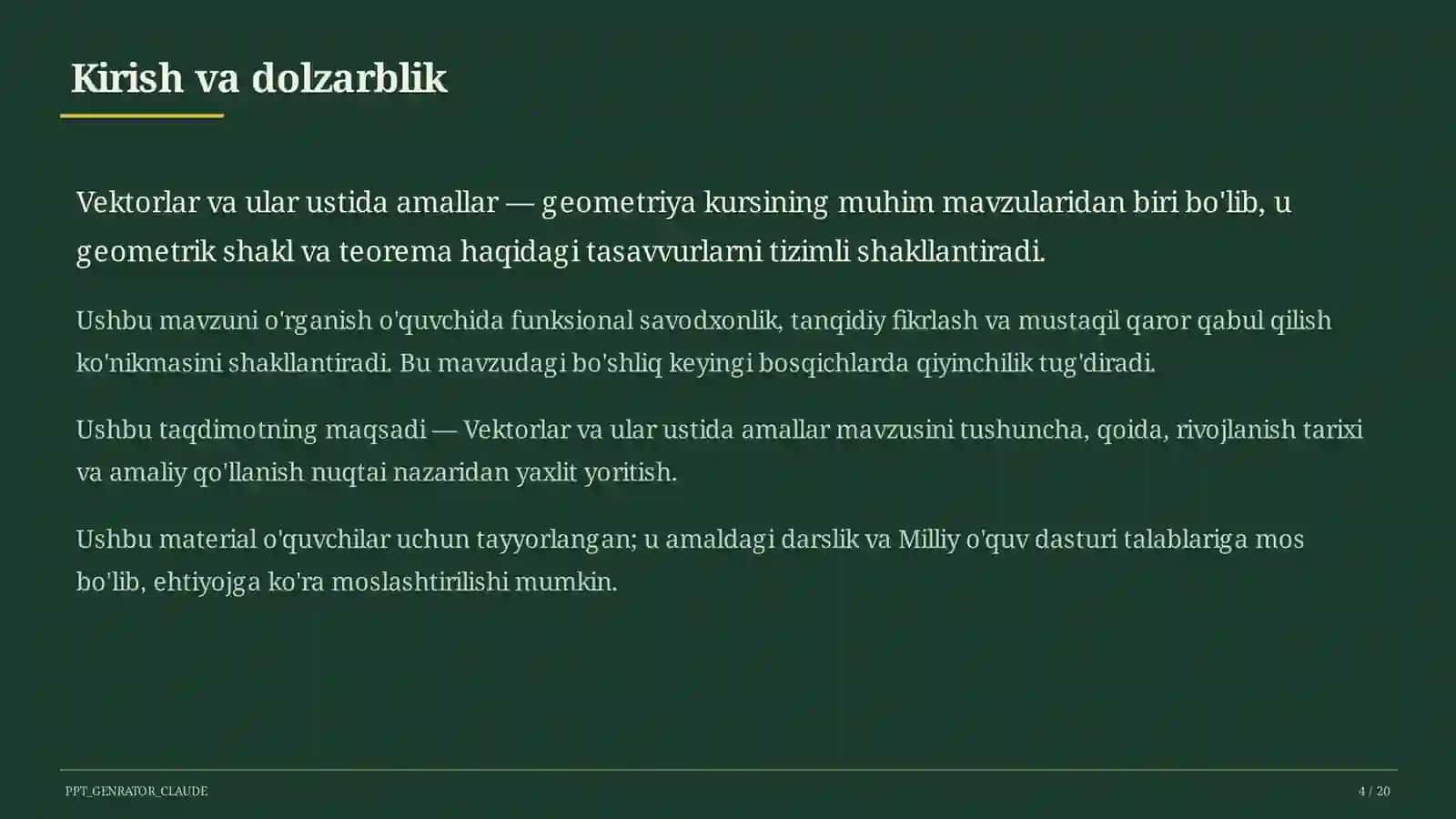 Vektorlar va ular ustida amallar 4