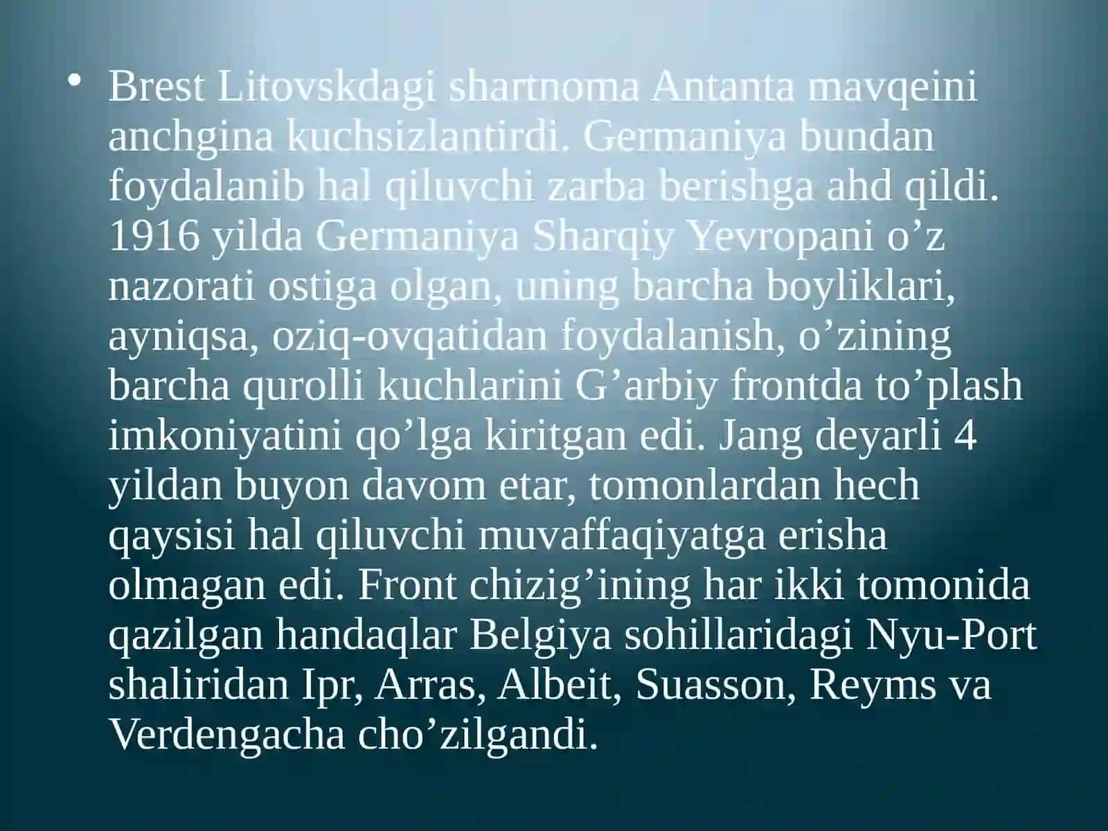 1918 yilda frontlarda gʻarb harbiy harakatlari va Versal shartnomasi 4