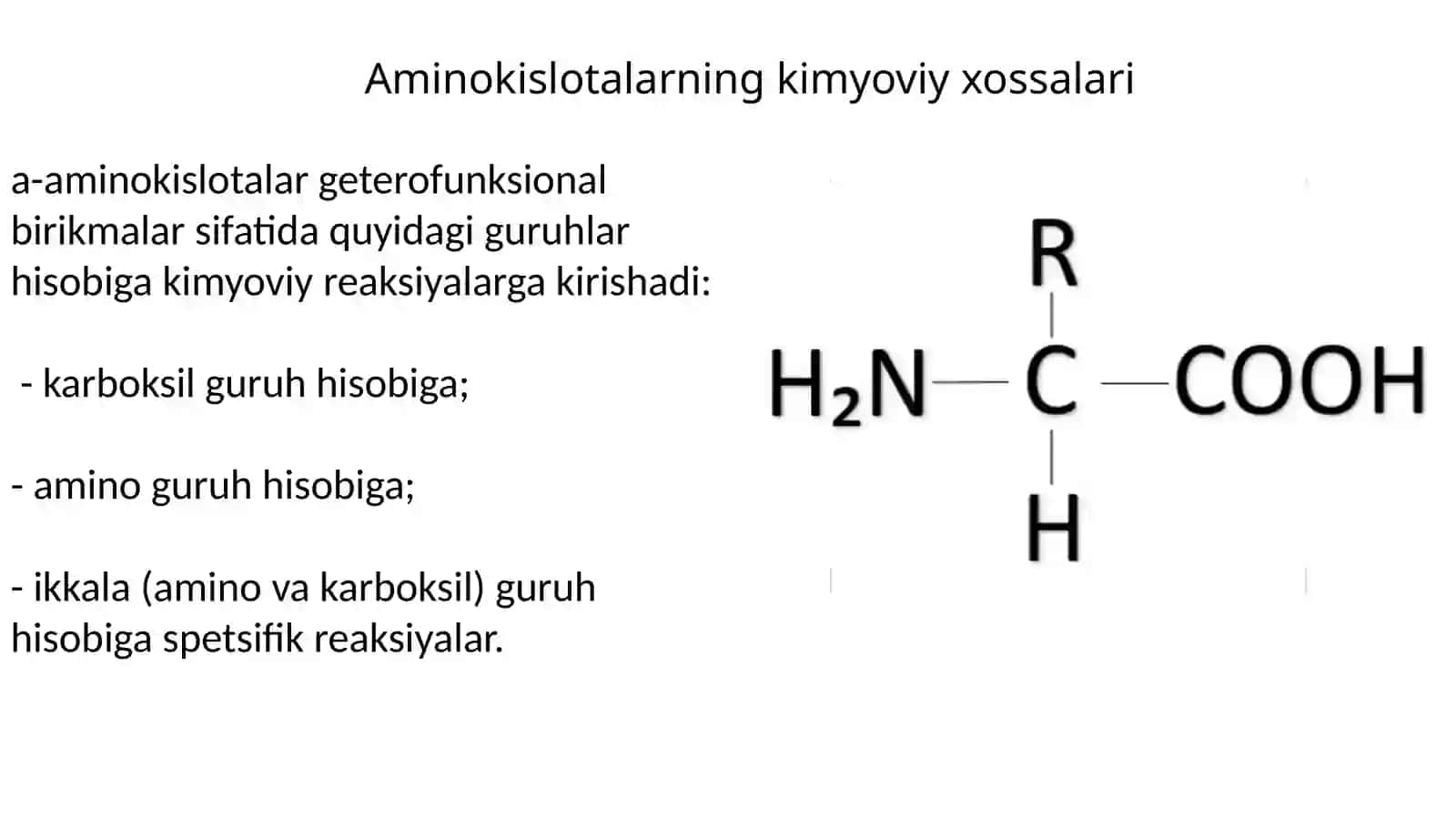Aminokislotalarning fizik va kimyoviy xossalari 4