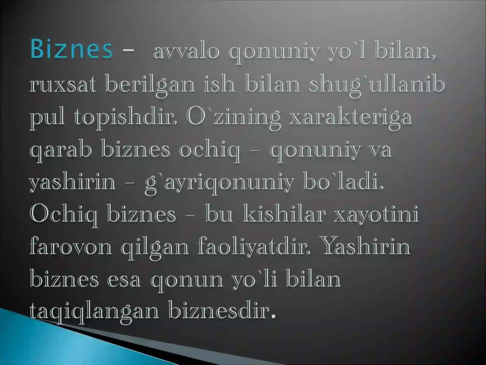Tadbirkorlikning moxiyati, asosiy tamoyillari 4