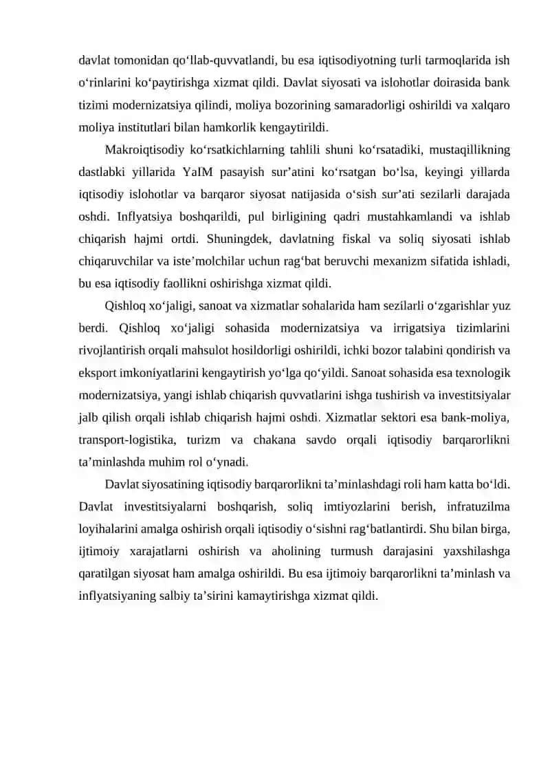Mustaqillik yillarida Oʻzbekistonda makroiqtisodiy koʻrsatkichlarning tahlili 4