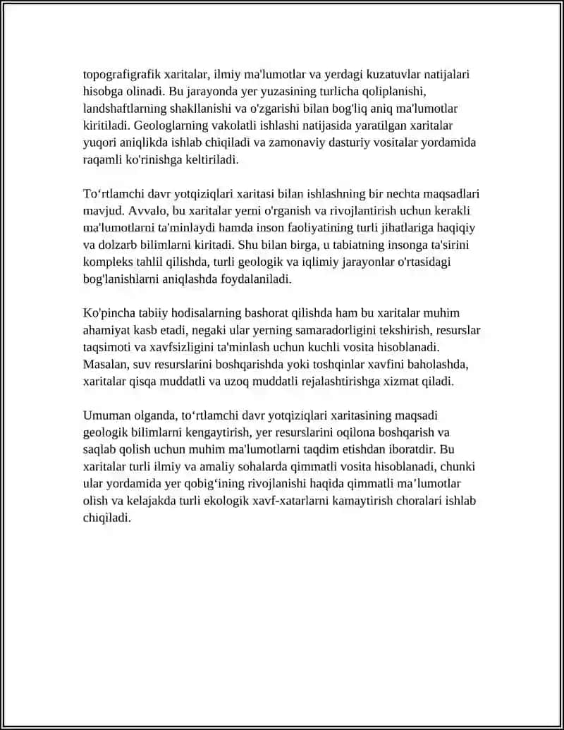 TOʻRTLAMCHI DAVR YOTQIZIQLARI XARITASI BILAN ISHLASH 4