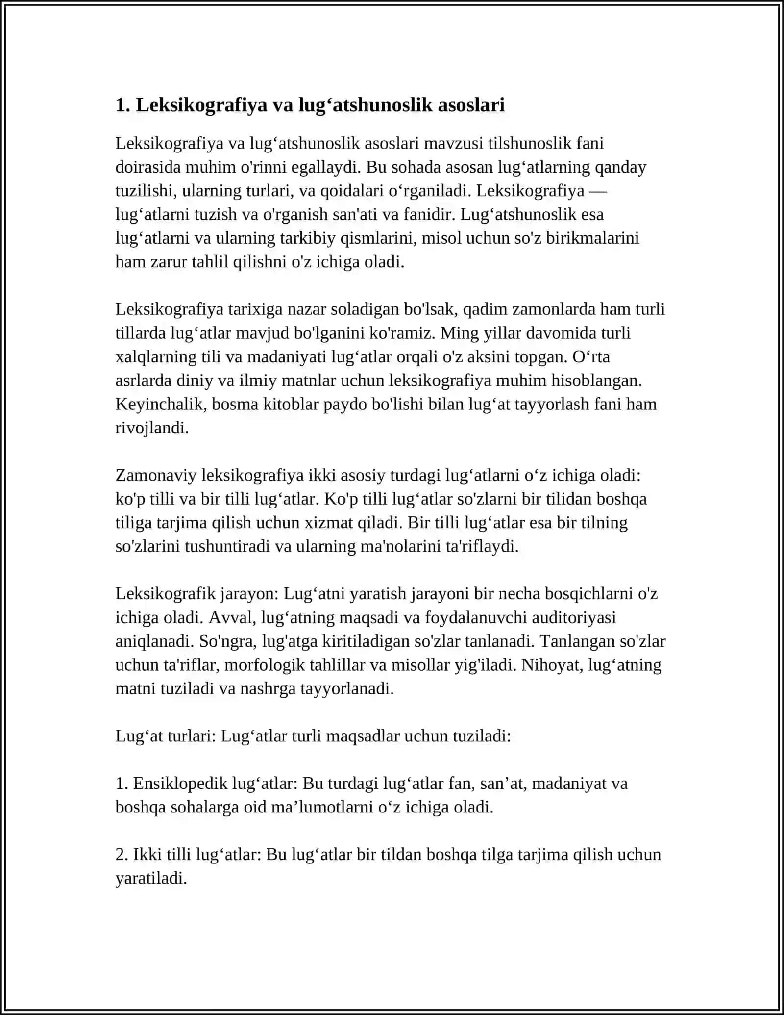 LUGʻATSHUNOSLIK MUAMMOLARI (KUTUBXONADA LUGʻATLARNI KO'ZDAN KECHIRISH) 4